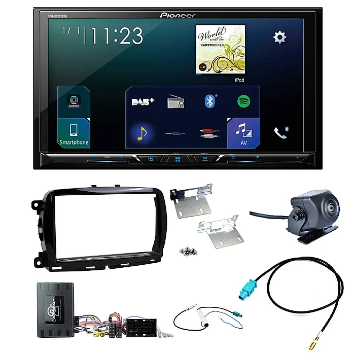 Fiat 500 2015-2021 Pioneer Apple CarPlay / Android Auto / DAB Radio / Reverse Camera Upgrade Kit