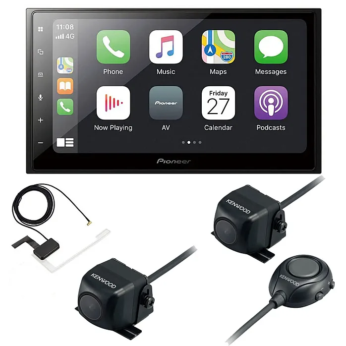 Pioneer SPH-DA250DAB 6.8" Screen CarPlay / Android Auto Bluetooth DAB Stereo With Aerial Front and Rear Camera Pack