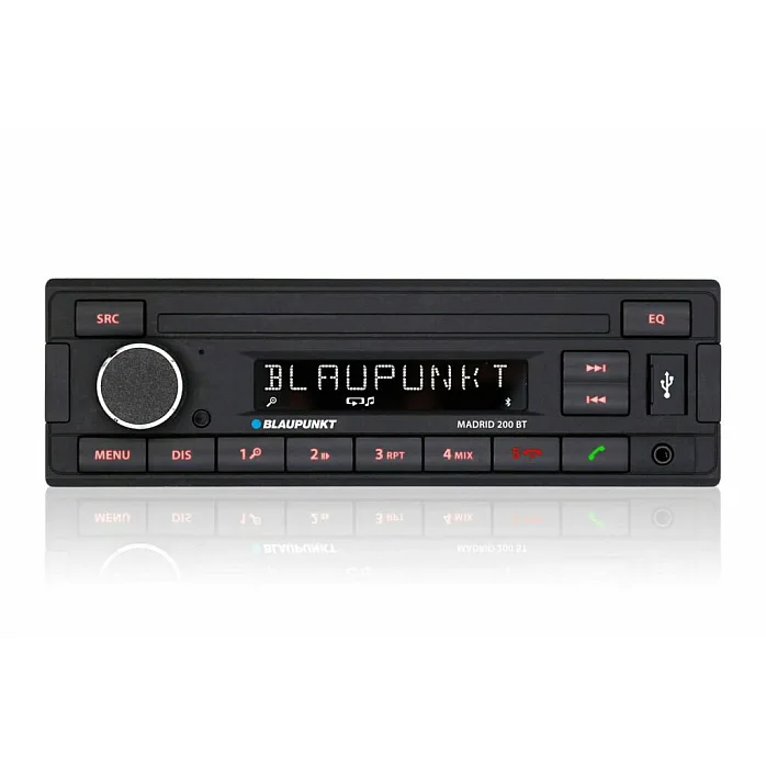 Blaupunkt Madrid 200 BT Retro 1-Din Mechless RDS Tuner, Bluetooth, USB, Aux Car Stereo