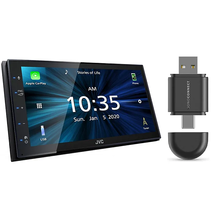 JVC KW-M560BT 6.8" Double Din Stereo Apple CarPlay Android Auto, Bluetooth USB + Wireless Adaptor