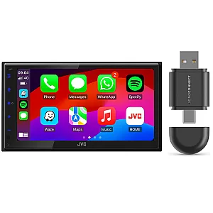 JVC KW-M593BT 6.8" CarPlay / Android Auto USB, Bluetooth Screen Mirroring Car Stereo + Wireless Adaptor