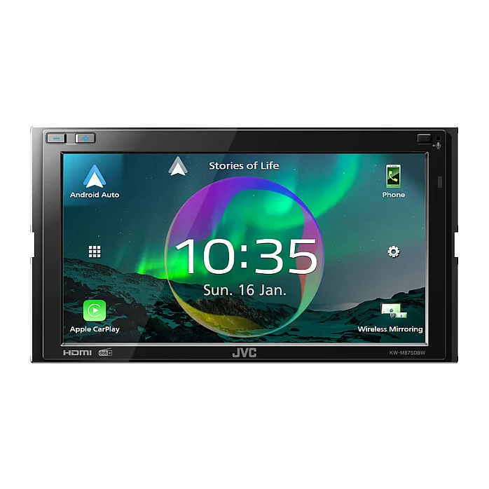 JVC KW-M875DBW Digital Media Receiver USB Bluetooth Wireless Apple CarPlay Android Auto With Aerial