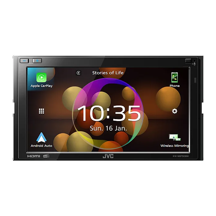 JVC KW-M875DBW Digital Media Receiver USB Bluetooth Wireless Apple CarPlay Android Auto With Aerial