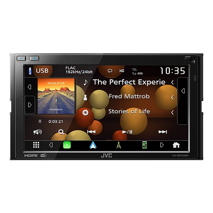 JVC KW-M875DBW Digital Media Receiver USB Bluetooth Wireless Apple CarPlay Android Auto With Aerial