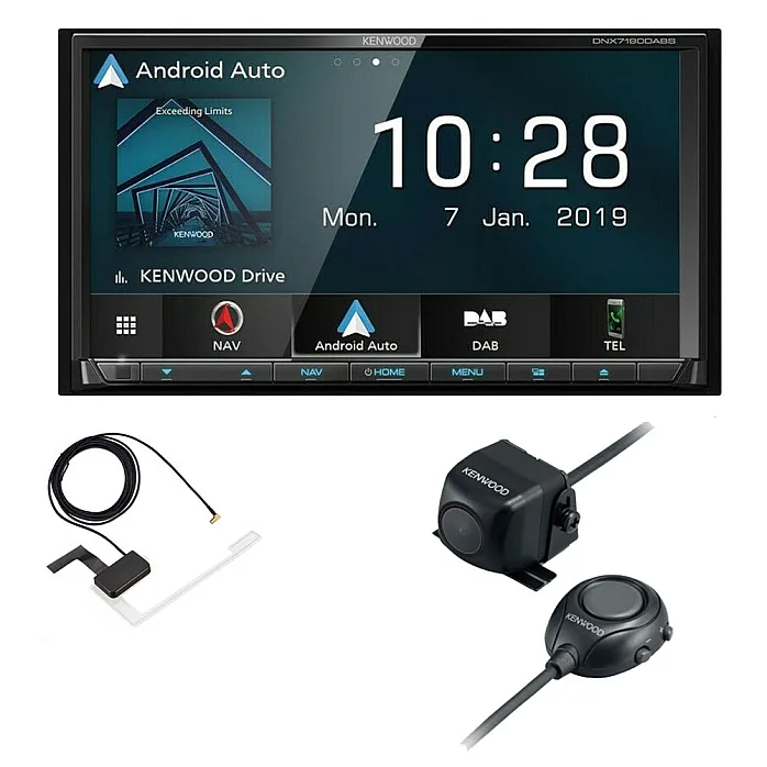 Kenwood 7" CarPlay / Android Auto USB, CD / DVD, Bluetooth, GPS, DAB+ Car Stereo With Aerial & Reversing Camera