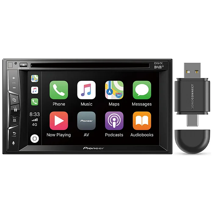 Pioneer AVH-Z3200DAB Car CD DVD Player 6.2" Screen Bluetooth Apple Carplay, DAB+ Digital Radio + Wireless Adaptor