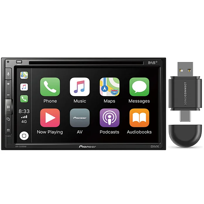 Pioneer AVH-Z5200DAB 6.8" CD/DVD USB, Apple CarPlay Android Auto DAB Stereo + Wireless Adaptor