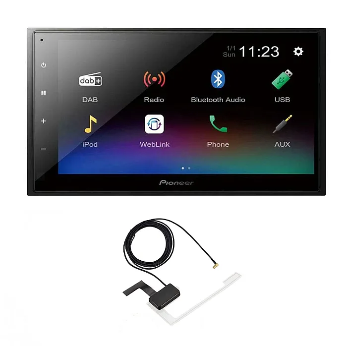 Pioneer DMH-A340DAB 6.8" Double Din Bluetooth WebLink USB DAB Radio Car Stereo With Aerial