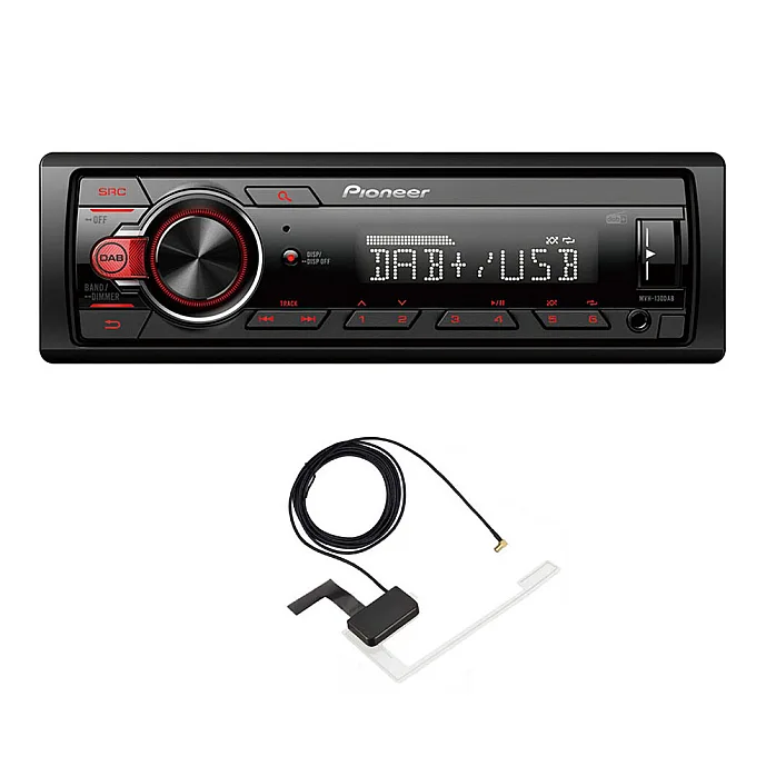 Pioneer MVH-130DAB Mechless Bluetooth, DAB+, USB, AUX, Car Stereo With Aerial 