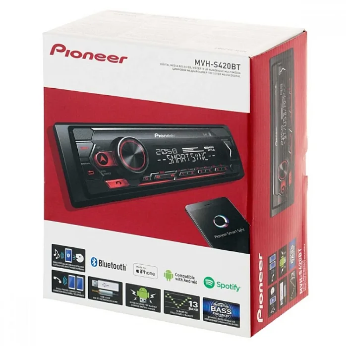 Pioneer MVH-S420BT Mechless Player with Bluetooth, USB and Spotify For Apple Devices