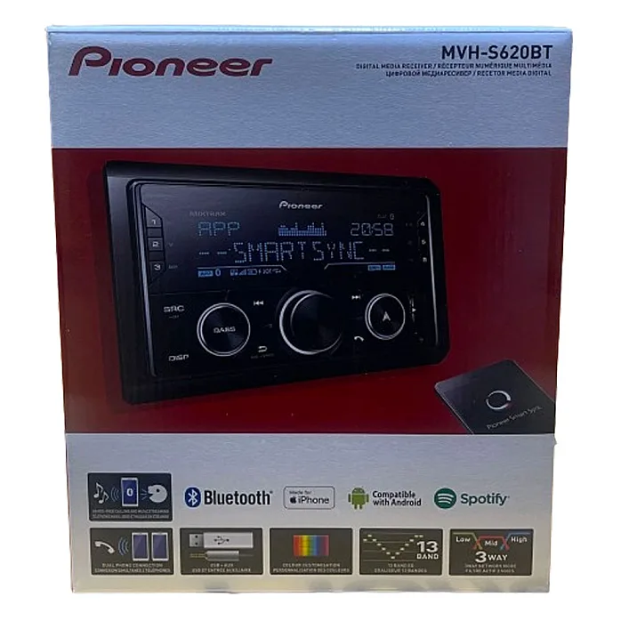 Pioneer MVH-S620BT Mechafree Double Din Car Stereo Bluetooth, USB, AUX, Spotify, FLAC, Smart Sync App