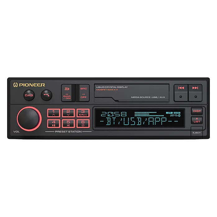 Pioneer SXT-C10PS Single Din Retro Tape Deck Sytle Bluetooth, DAB+, USB, Aux, Car Stereo