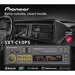 Pioneer SXT-C10PS Single Din Retro Tape Deck Sytle Bluetooth, DAB+, USB, Aux, Car Stereo