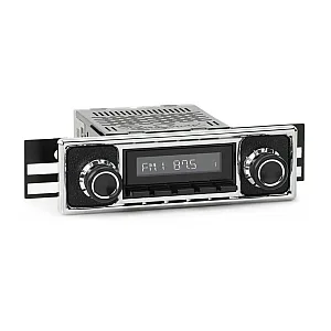RetroSound RSM1B-BPC Becker Style Motor 1 Bluetooth, AM/FM, Aux, Black Pebbled/Chrome Classic Car Stereo