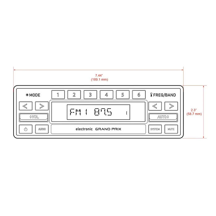 RetroSound RSM1B-GP Motor 1 BT Grand Prix Bluetooth, AM/FM, Aux, Car Stereo
