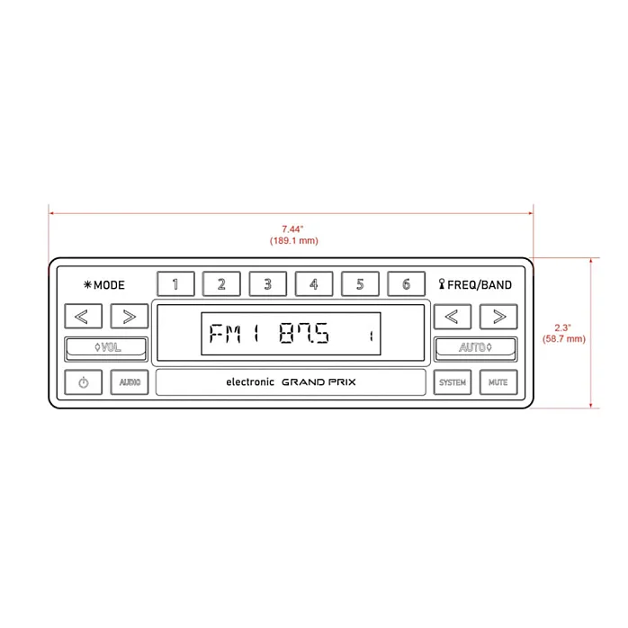 RetroSound RSM1D-GP Motor 1DAB Grand Prix DAB+, Bluetooth, Aux, AM/FM, Car Stereo With Aerial