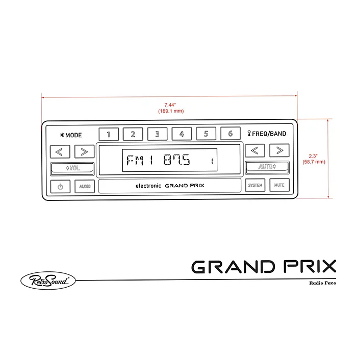 RetroSound RSM2B-GP Grand Prix Motor 2 Bluetooth, USB, FM/AM 1980's Classic Car Stereo