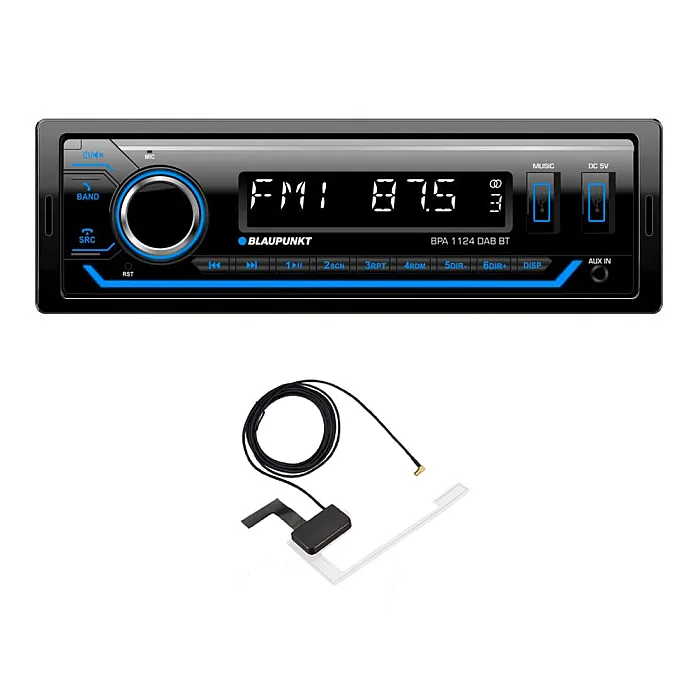 Blaupunkt BPA 1124 DAB BT DAB+ Car Mechless Stereo Front Dual USB, RDS, Bluetooth, FM Tuner With Aerial