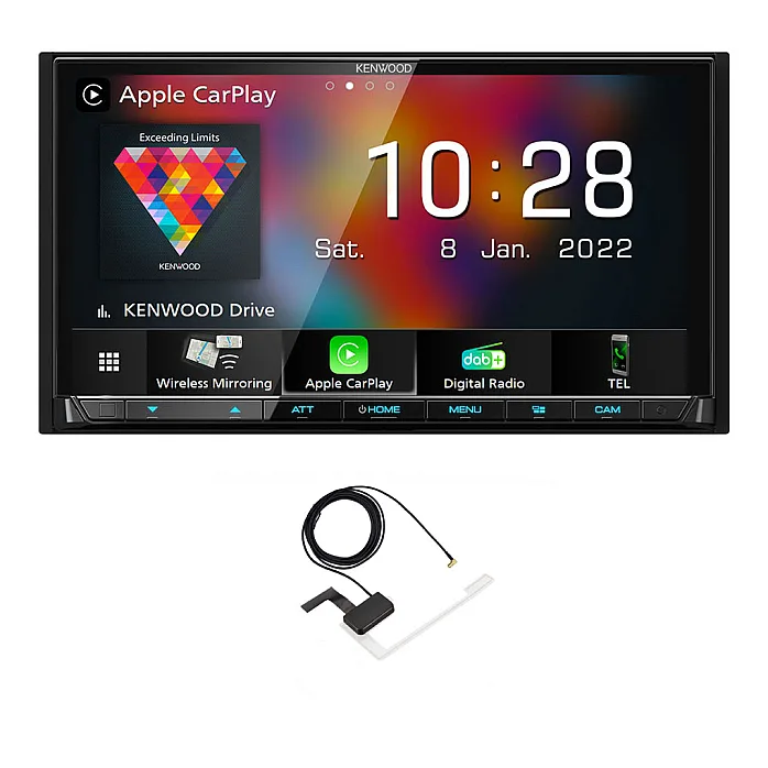 Kenwood DMX8021DABS CarPlay Android Auto Digital Media AV Receiver Bluetooth DAB+ Digital Radio With Aerial