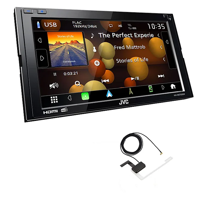 JVC KW-M875DBW Digital Media Receiver USB Bluetooth Wireless Apple CarPlay Android Auto With Aerial