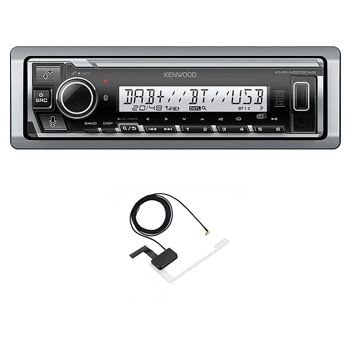 Kenwood KMR-M508DAB Marine Digital Media Receiver with DAB+ Bluetooth and Amazon Alexa With Aerial