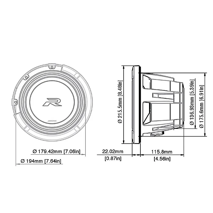 Alpine R2-W8D4 8" R Series Dual 4 Ohm Voice Coils Car Subwoofer 1000W