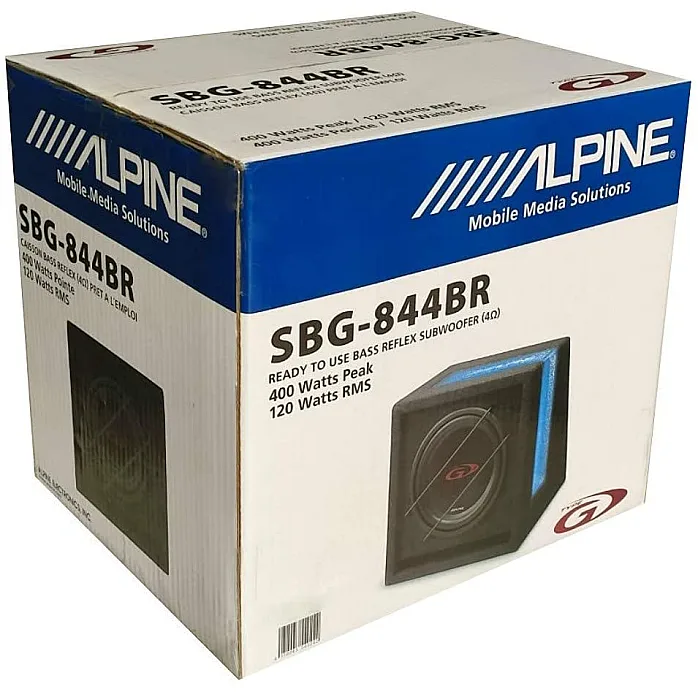 Alpine SBG-844BR 8" 400 Watts Passive Car Bass Reflex Subwoofer Enclousure