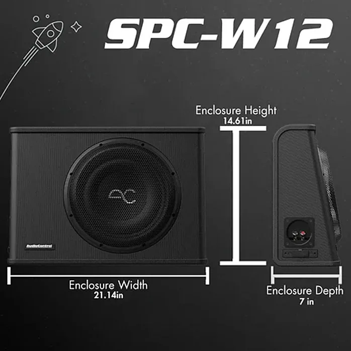 Audiocontrol SPC-W12 Space Series 12" Sealed Wedge Subwoofer Enclosure 400W RMS