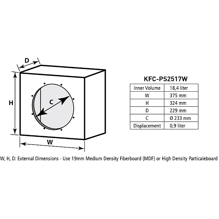 Kenwood KFC-PS2517W PS Series 10" 25cm Car Van Bass Sub 1300W Subwoofer