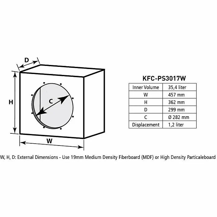 Kenwood KFC-PS3017W 2000 Watts 12" 30cm 4 Ohm Car Sub Bass Subwoofer