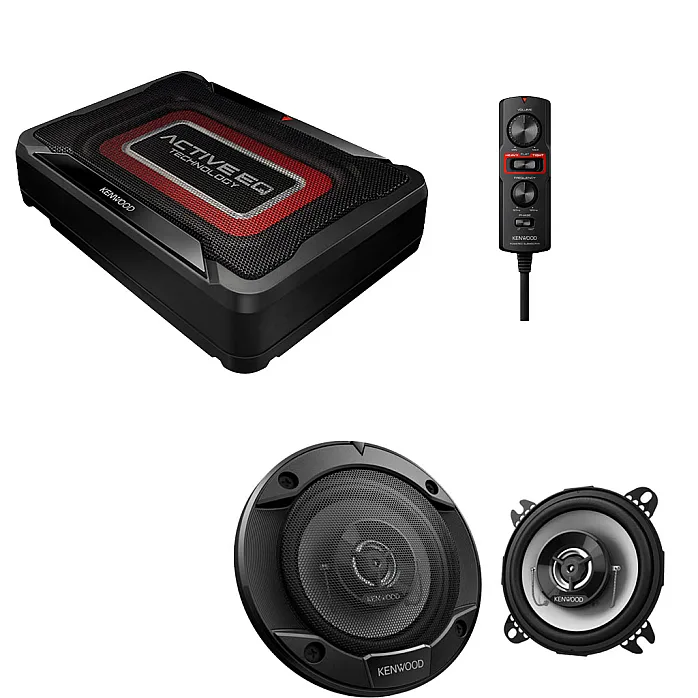 Land Rover Defender 90 Kenwood Active Compact Under Seat Subwoofer & Dash Car Speaker Upgrade Kit