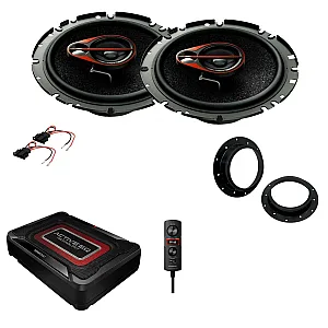 VW Caddy MK3 - 2003-2010 Pioneer 250W Speaker & Kenwood 150 W Active Compact Under Seat Subwoofer