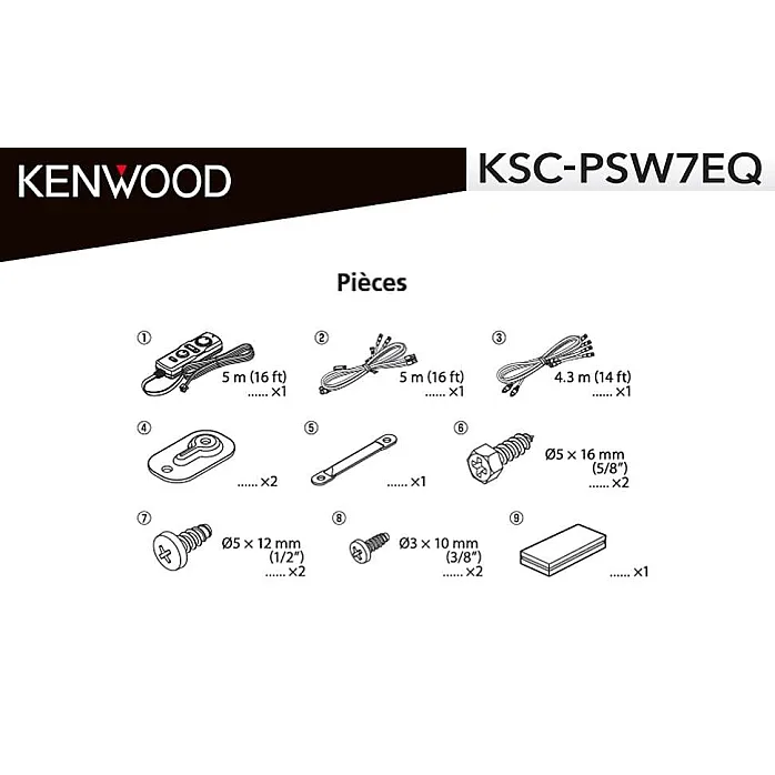 Kenwood KSC-PSW7EQ Car Audio Active Compact Under Seat Subwoofer Amplified Bass Unit