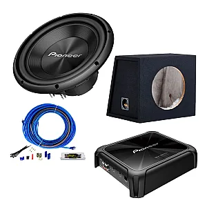 Pioneer Class D Monoblock Amplifier With 12" Dual Voice Coil Subwoofer Enclosure Wiring Pack