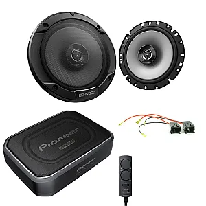 Citroen Berlingo MK2 2008 - 2015 Front Door Coaxial Car Speaker & Under Seat Subwoofer Upgrade Pack