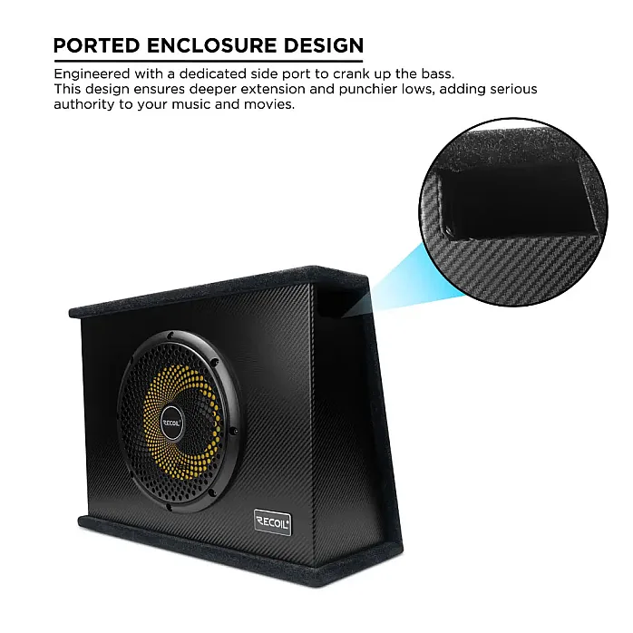 RECOIL LAS10 10" Slim Active Amplified Subwoofer Remote Bass Control 200W RMS