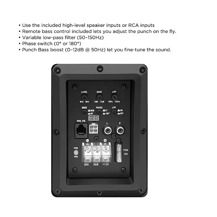 RECOIL LAS10 10" Slim Active Amplified Subwoofer Remote Bass Control 200W RMS