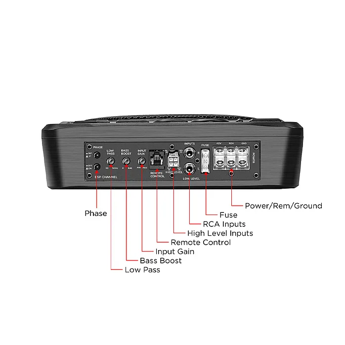 Recoil RLS8 8” Ultra Thin Class D Mono Under Seat Subwoofer with Built-in Amplifier Bass Remote Control