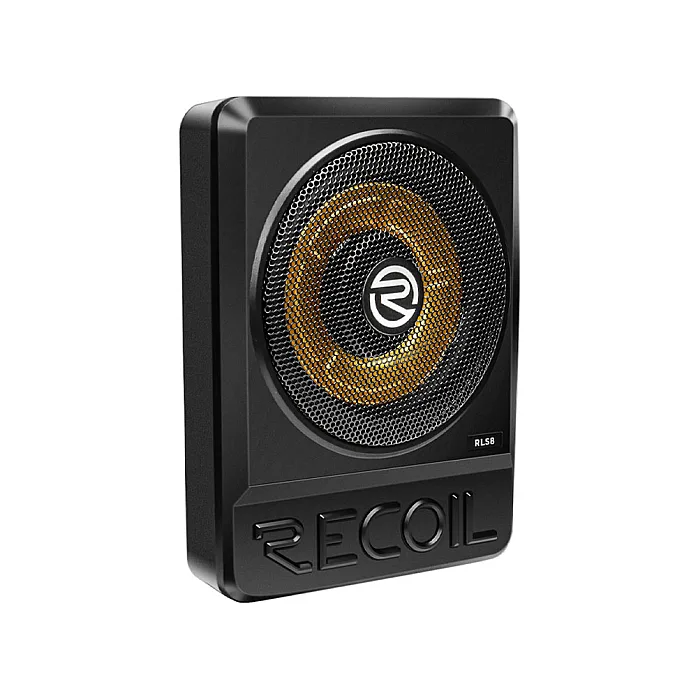 Recoil RLS8 8” Ultra Thin Class D Mono Under Seat Subwoofer with Built-in Amplifier Bass Remote Control