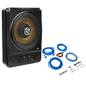 Recoil RLS8 8” Ultra Thin Under Seat Subwoofer Built-in Amplifier Bass Remote Control With Wiring Kit