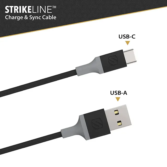 Scosche CA4BY-SP StrikeLine Premium USB-A to USB-C Charge & Sync 4-Ft Cable