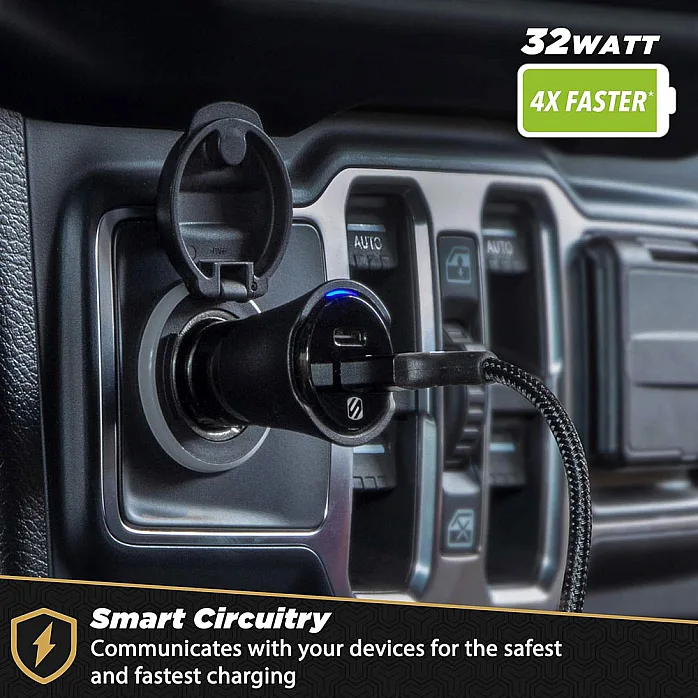 Scosche CPDCA32 PowerVolt 20W USB Type-C and 12W USB Type-A 3.0 Fast Car Charger