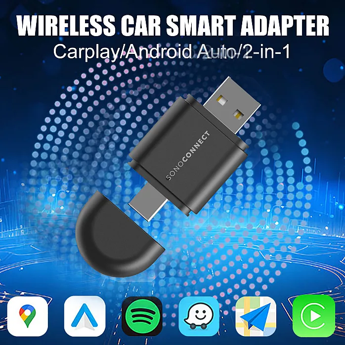 SonoConnect SC-MIWCA 2-IN-1 Wireless Carplay / Android Auto Adapter USB Type-C Car Dongle