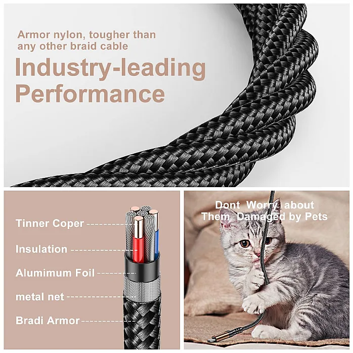 Wcakby WC0029 50CM, 3A Fast Charging Nylon Braided USB-A to USB-C Charger Cable For Smartphone