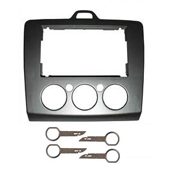 Ford Focus 2005 - 2007 Silver Replacement Double Din Fascia Panel + Keys