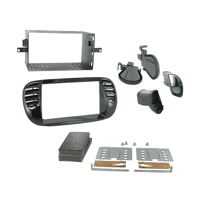 Connects2 CTKFT02 - Fiat 500 2007- 2015 Piano Black Double Din Car Stereo Fascia Fitting Kit