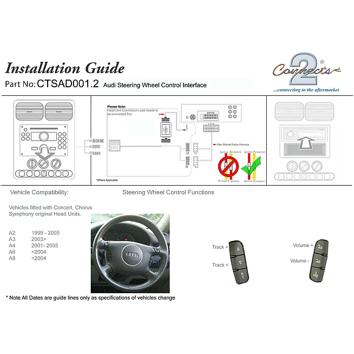 Connects2 CTSAD001.2 - Audi A2, A3, A4, A6, A8, TT Steering Wheel Stalk Control Interface